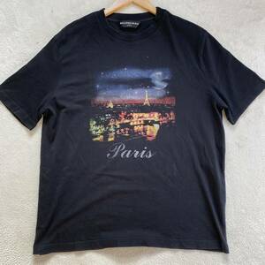 【名作・美品】 BALENCIAGA バレンシアガ アーカイブ パリ 夜景 グラフィック メンズ Tシャツ トップス カットソー ブラック XXL