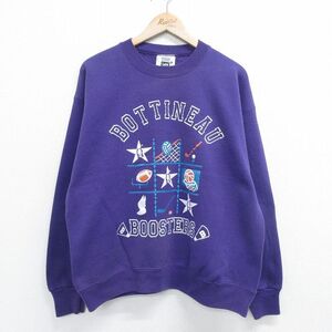 XL/古着 リー Lee 長袖 スウェット メンズ 90s バスケ ゴルフ バレー クルーネック 紫 パープル 24jan11 中古 スエット トレーナー ト