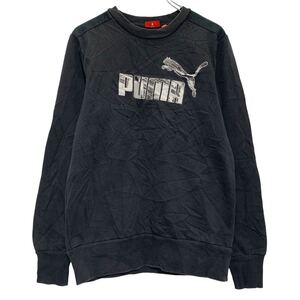 PUMA ロゴスウェット トレーナー S ブラック ホワイト プーマ プルオーバー バックプリント 古着卸 アメリカ仕入 a611-6077