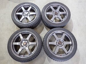 YS14555【送料無料205/45R17】CR-Z スイフトスポーツ ロードスター等に 中古スタッドレス ●17×7J 114.3/5H ET48●1円スタート