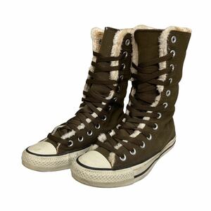 BC724 CONVERSE コンバースオールスター ハイカットスニーカー US4 23cm カーキ キャンバス ボア バックジップ