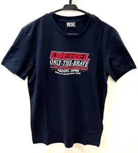 メンズ ディーゼル クルーネック プリント Tシャツ ネイビー M