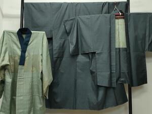 平和屋着物●男性　本場大島紬　アンサンブル　長襦袢セット　100亀甲　正絹　逸品　CAAK9907gh