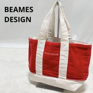 BEAMES DESIGN ミニトートバッグ ビームス デザイン 赤×白 コットン 