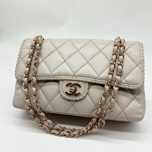 美品 希少 CHANEL シャネル マトラッセ チェーンショルダーバッグ ハンドバッグ グレー ラムスキン ゴールド金具