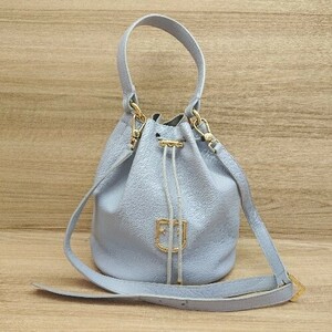 ◇ FURLA フルラ シンプル カジュアル 綺麗め フォーマル 巾着風 ショルダ－バッグ ブルー系 レディース E 1404240011410