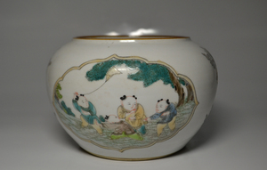 中国美術　粉彩　建水　水指　茶道具　中国古玩　置物 　