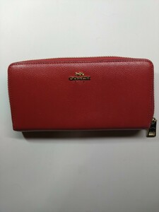 ★コーチ　COACH　長財布　レディース　レッド　除菌済み　★