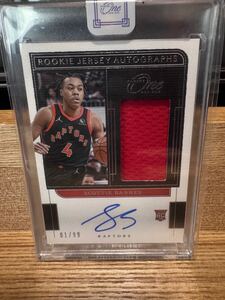 NBA 直筆サイン　直書き PANINI 2021-22 ONE AND ONE SCOTTIE BARNES 01/99 Auto Jersey rookie