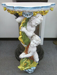 エンジェル コンソール インテリア 飾り台にも 陶器製 天使 現品限り 未使用 展示品