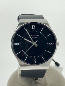 SKAGEN◆クォーツ腕時計/アナログ/レザー/BLK/BLK/SKW6833