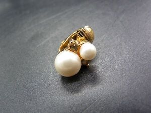 ■美品■ ChristianDior クリスチャンディオール パール 片耳のみ クリップ式 イヤリング アクセサリー ゴールド系 DF1419