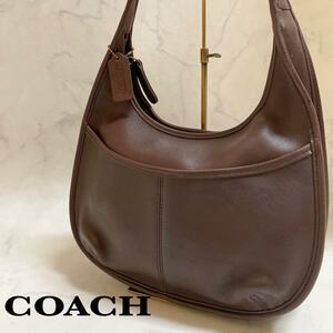 品薄●COACH オールドコーチ 9033 エルゴ グローブレザー ワンショルダーバッグ ハンドバッグ USA製 鞄 ダークブラウン ヴィンテージ