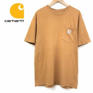 R2550-J◆carhartt カーハート 半袖Tシャツ◆ブラウン サイズM メンズ 紳士 カットソー 胸ポケット コットン 綿100% トップス プルオーバ