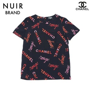 シャネル CHANEL 半袖Ｔシャツ ロゴシャツ サイズ40 2010年 シルク ブラック