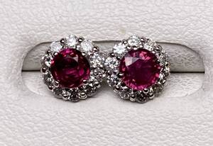 ◆☆★新品★☆◆ 天然ルビー 0.39/0.31ct ダイヤモンド ピアス D0.16ct×2/Pt950 Ruby Pierce◆