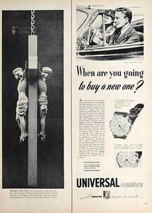 稀少・時計広告！1953年ユニバーサル 時計広告/Universal Geneve Watch/Swiss/W