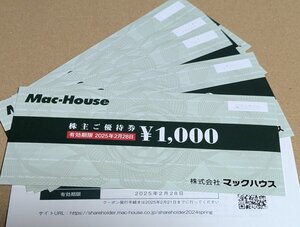 【送料込み】　マックハウス　株主優待優待券 6,000円分と通販専用割引券 5枚　　「2025年2月28日・有効期限」