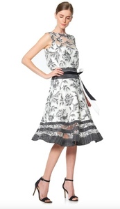 TADASHI SHOJI　タダシショージ　IVORY, BLACK & SILVER　ワンピース　「８ 」/ １１−１３号程度