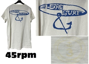 希少45rpmバックプリント半袖Tシャツ★サーフボード45rpm SURF★ホワイト★3