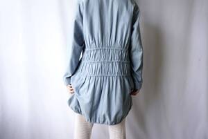 希少 80s isseymiyake デザインシャツジャケット 古着 ビンテージ フィッシュテール ギャザーデザイン コットンツイル 水色