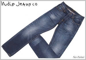 定価￥25,300 イタリア製 即決 美品 Nudie Jeans ヌーディージーンズ STRAIGHT ALF SNORKEL BLUE インディゴ デニムパンツ W31 メンズ