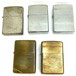 Y050-■◎ ZIPPO ジッポ オイルライター 5点 セット まとめ エッフェル塔 SAIPAN AUSTRALIA 他 3点火花有 喫煙グッズ 喫煙具