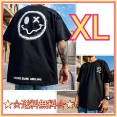 【XL】スマイル バック プリント Tシャツ オーバーサイズ カットソー 半袖