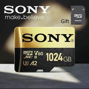 ２枚セット　大容量！！　microSD SONY 1TB (1024) 防水　V60 A2 SD カードアダプターセット　マイクロSDカード 数量限定！！