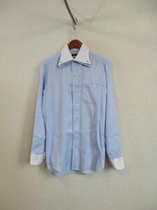 MEN’SBIGI水色2重襟長袖ワイシャツ（USED）11317)