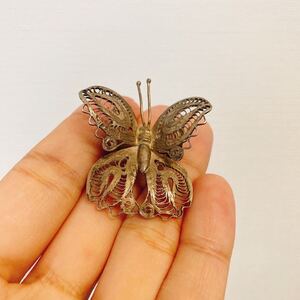 超希少!VINTAGE MEX 1950’s BUTTERFLY SILVER PIN NAVAJO ZUNI HOPIビンテージメキシカンシルバーラージバタフライピン ナバホ ズニ ホピ