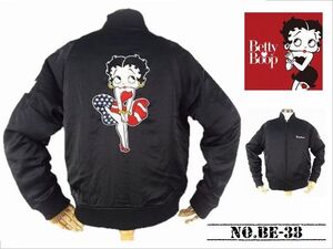 【送料無料 31%OFF】Betty Boop ベティブープ 刺繍＆ワッペン スカジャン SOUVENIR JACKET - AMERICAN WOMAN - BE-38_Lサイズ