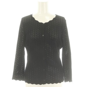 フォクシー FOXEY Flower Lace Cardigan カーディガン 前開き 38 黒 ブラック /MF ■OS レディース