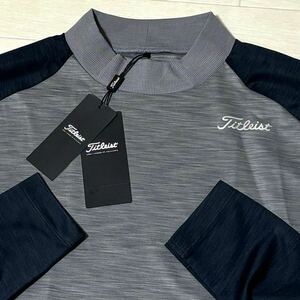 新品★タイトリスト Titleist 切り替えデザイン 吸水速乾 ストレッチ 長袖モックネックシャツ★CL★サイズLL★送料185円