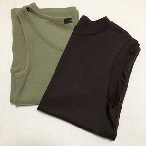 アルアバイル allureville ノースリーブトップス2枚セットサイズ2 カーキ タンクトップ カットソー Tシャツ ハイネック