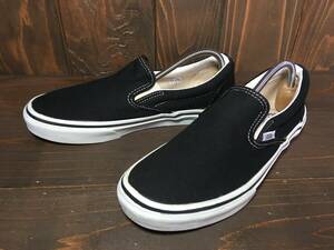 ★VANS バンズ 国内企画 slip on スリッポン 黒×白 25.0cm 極美品Used 検 SK8 ハーフキャブ オールドスクール サンダル スニーカー