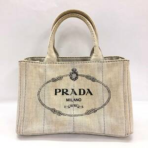 □PRADA トートバッグ ライトグレー プラダ レディース カナパ デニム キャンバス 白タグ 複数落札同梱OK B240112-1