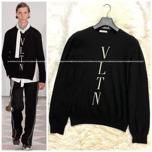 本物 美品 ランウェイ ヴァレンティノ VLTN LOGO セーター M 黒 白 VALENTINO コレクションモデル バレンチノ