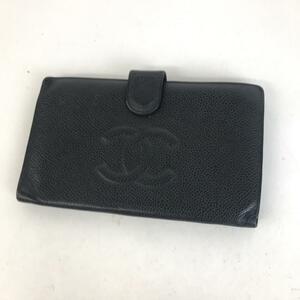 CHANEL シャネル キャビスキン ココマーク 二つ折り財布 ブラック 財布 レディース 小物 送料無料 おしゃれ カード お札入れ 小銭入れ