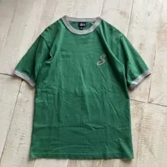 vintage stussy リンガーTシャツ S グリーン USA製
