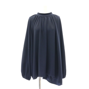 フローレント FLORENT GEORGETTE LIKE BLOUSE ブラウス 長袖 ギャザー チュニック丈 1 S 紺 ネイビー /AT ■OS レディース