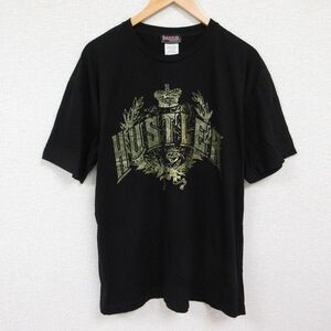 XL/古着 半袖 Tシャツ メンズ ハスラー コットン クルーネック 黒 ブラック 24jun17 中古