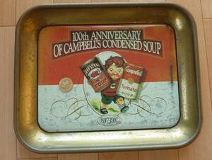 ☆CAMPBELL’S CONDENSED SOUP 100th ANNIVERSARY:アメリカキャンベルスープ:ビンテージ トレイ:MADE IN USA