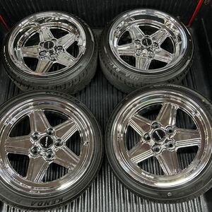 超レア 当時物 ウッドベル BRSホイール メッキ加工品 本物AMGパッチ付き PCD114.3 5穴 5H AMG ヒトデ ホイール 16インチ 7JJと8JJ 