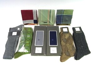 ◆未使用・シール付◆クリスチャンディオール◆メンズソックス 6足+ハンカチ 3枚 計9点◆靴下：25cm/ネイビー・グレー他◆ハンカチ:綿100％