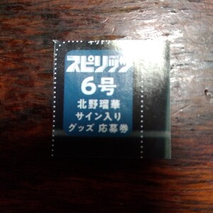 週刊ビッグコミックスピリッツ 6号 応募券のみ　北野瑠華 サイン入りグッズ応募券