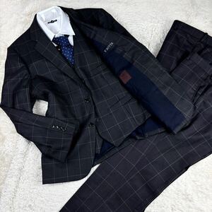 1円【4点セット】極美品M~Lタケオキクチ×ドーメル TAKEOKIKUCHI DORMEUIL スリーピーススーツセットアップウィンドウペンチェック総柄総裏