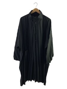 HOMME PLISSE ISSEY MIYAKE◆19AW/プリーツロングコート/コート/3/ポリエステル/BLK/HP93FA010//