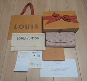 ルイヴィトン LOUIS VUITTON ポルトフォイユ 長財布 ピンク レザー クリーニング済 ワンオーナー イニシャル入り 日本橋三越　付属品あり