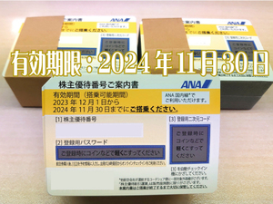 即決★ANA株主優待券（ご搭乗期限：2024/11/30）　20枚セット　送料込み